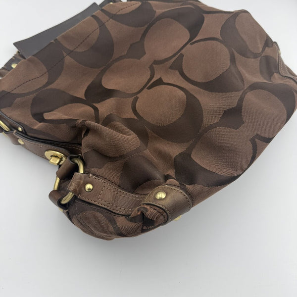 Coach Signature Brown Studded Shoulder Bag