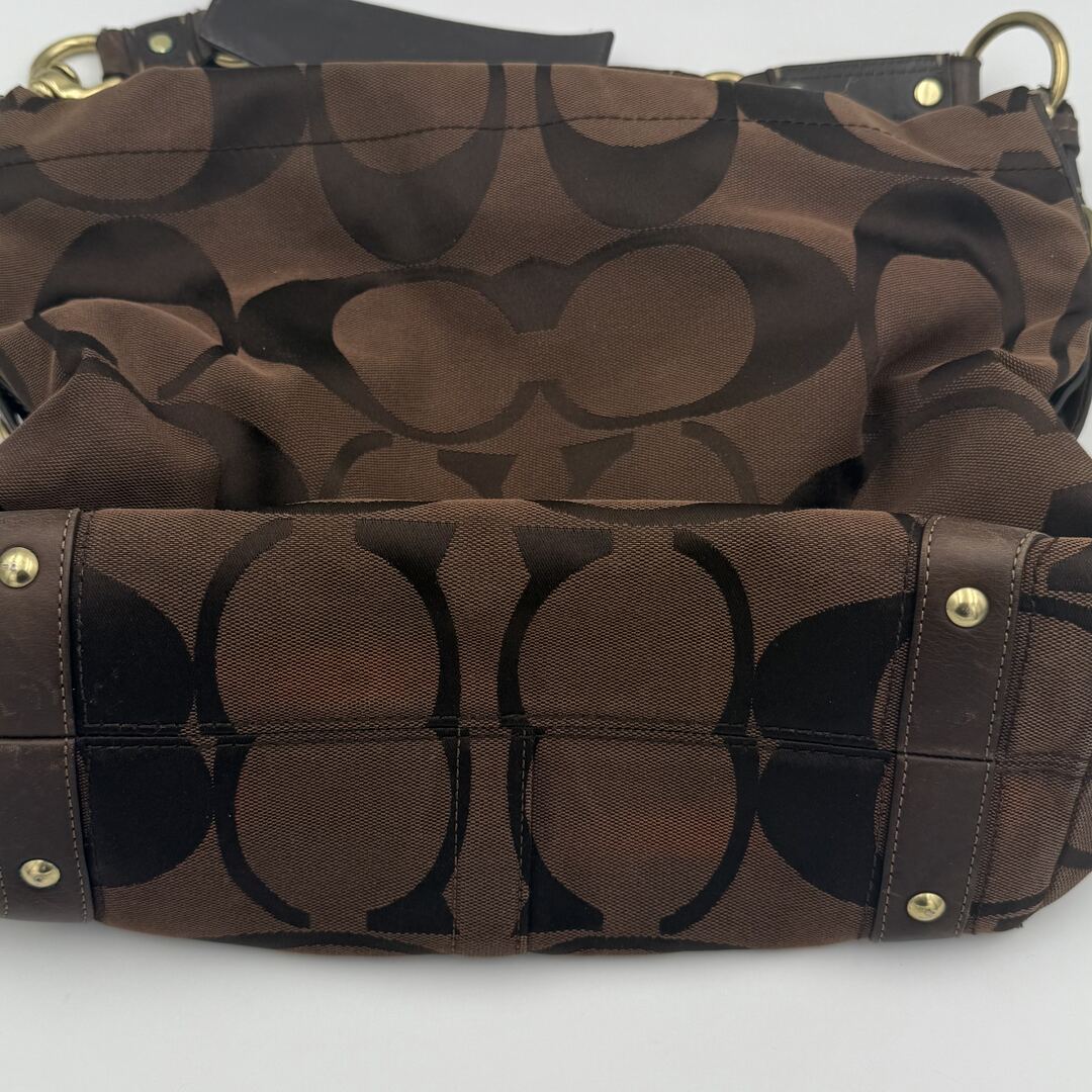 Coach Signature Brown Studded Shoulder Bag