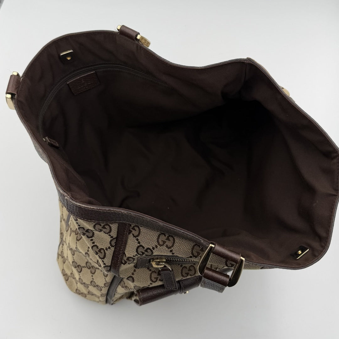 Gucci GG Canvas Abbey D-Ring Pocket Brown Tote Bag