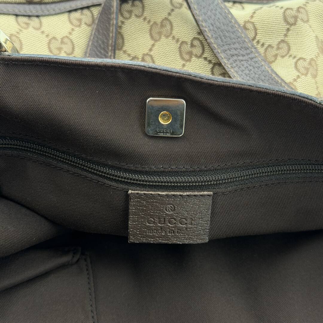 Gucci GG Canvas Abbey D-Ring Pocket Brown Tote Bag