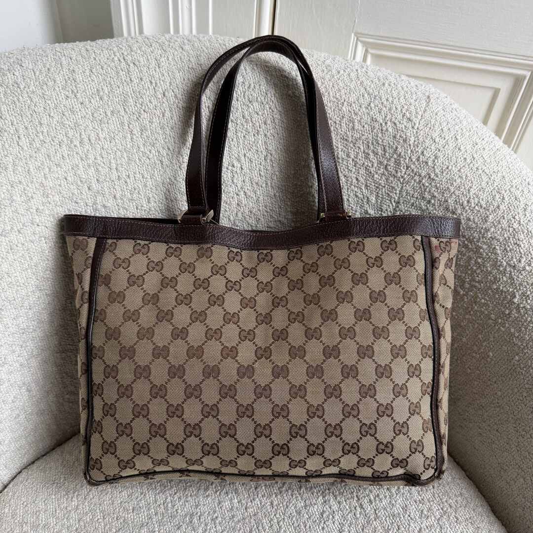 Gucci GG Canvas Abbey D-Ring Pocket Brown Tote Bag