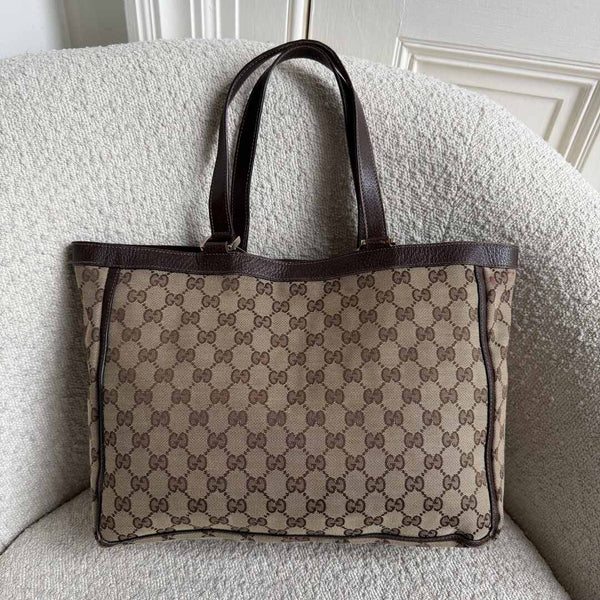 Gucci GG Canvas Abbey D-Ring Pocket Brown Tote Bag