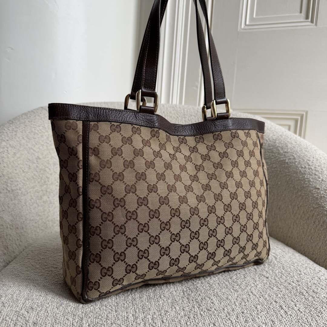 Gucci GG Canvas Abbey D-Ring Pocket Brown Tote Bag