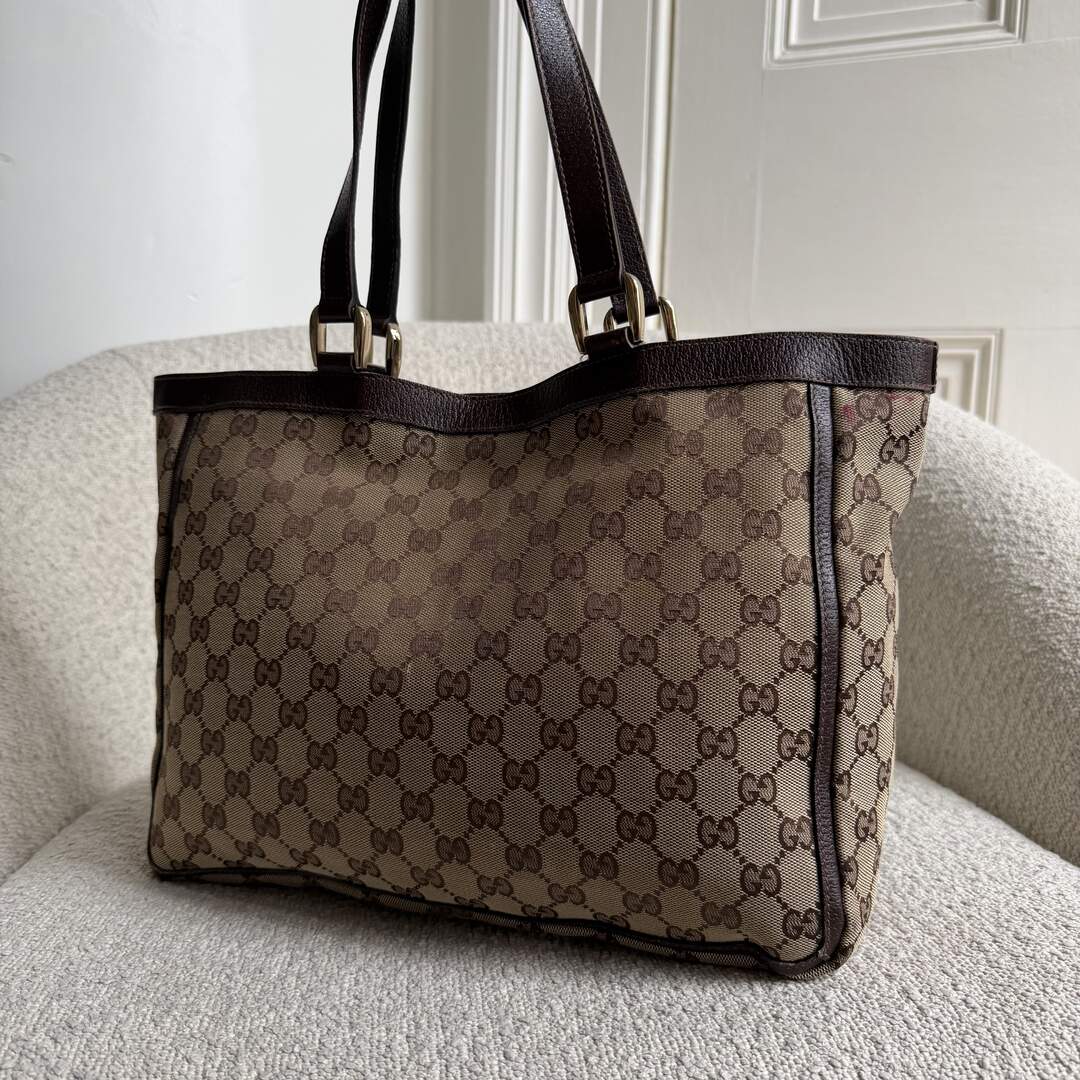 Gucci GG Canvas Abbey D-Ring Pocket Brown Tote Bag