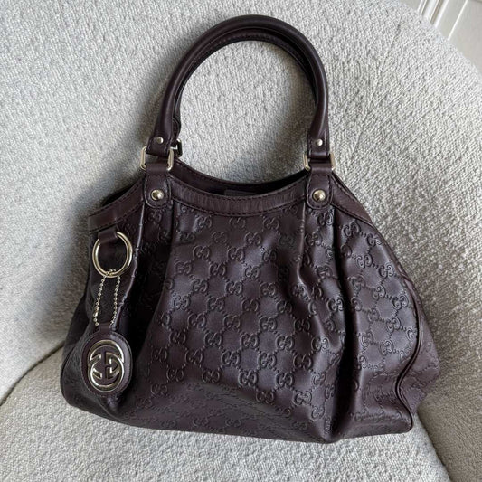 Gucci Guccissima Sukey Leather Brown Tote Bag