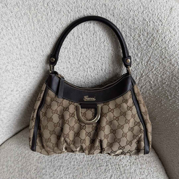 Gucci GG Canvas Abbey Brown Shoulder Bag