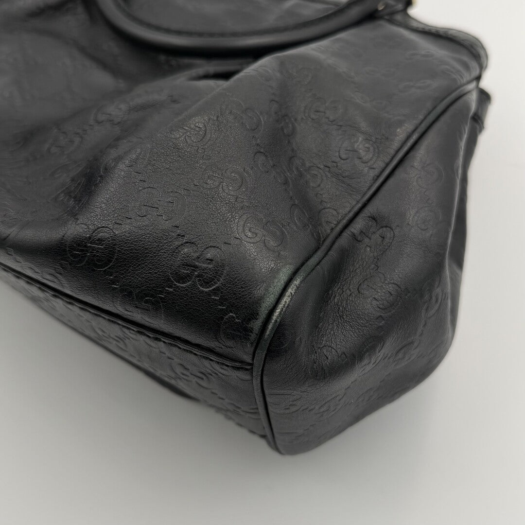 Gucci Guccissima Sukey Leather Black Tote Bag