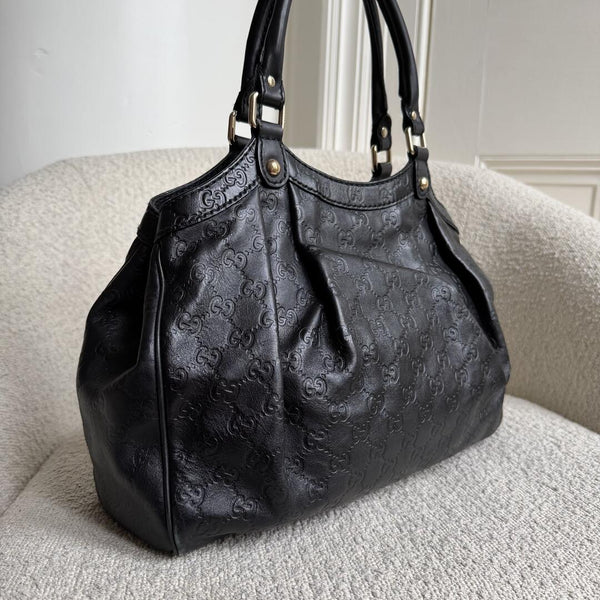 Gucci Guccissima Sukey Leather Black Tote Bag