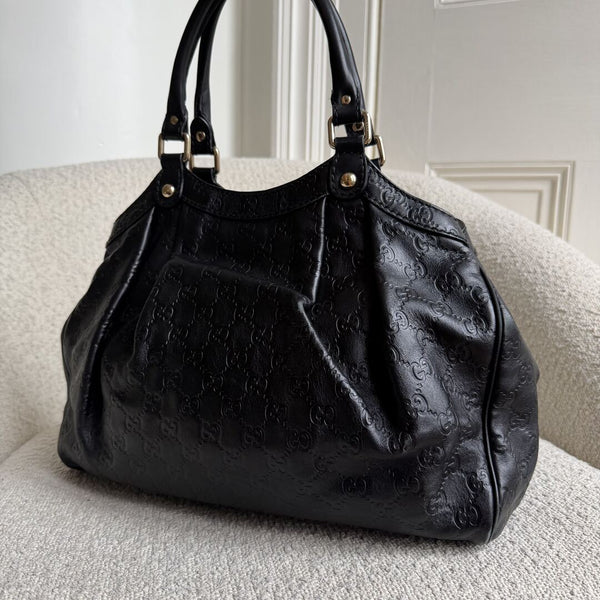 Gucci Guccissima Sukey Leather Black Tote Bag