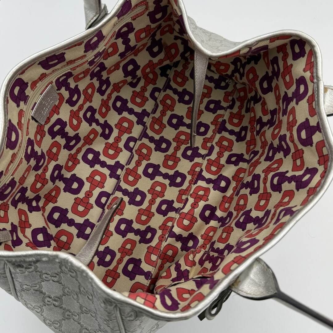 Rare Gucci Guccissima Princy Metallic Silver Tote Bag
