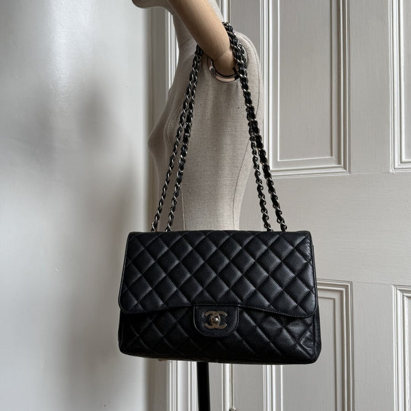 Chanel Classic Jumbo Caviar Flap Black Shoulder Bag