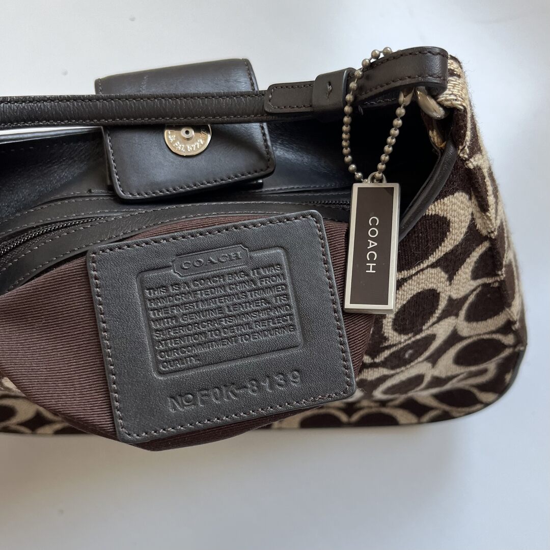 Coach Signature Wool Cream Shoulder Bag