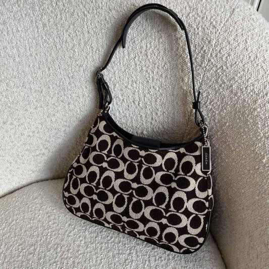 Coach Signature Wool Cream Shoulder Bag
