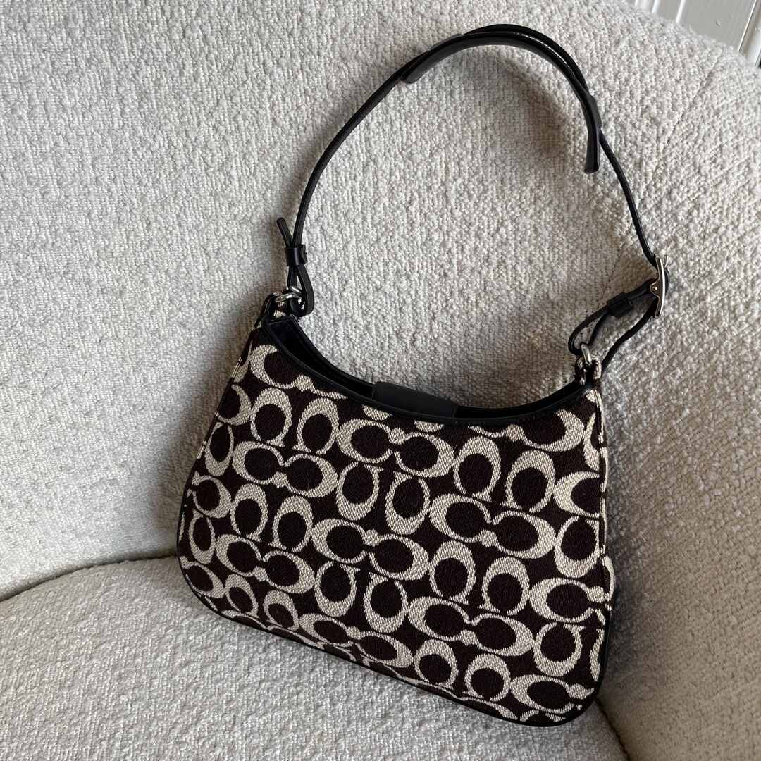 Coach Signature Wool Cream Shoulder Bag