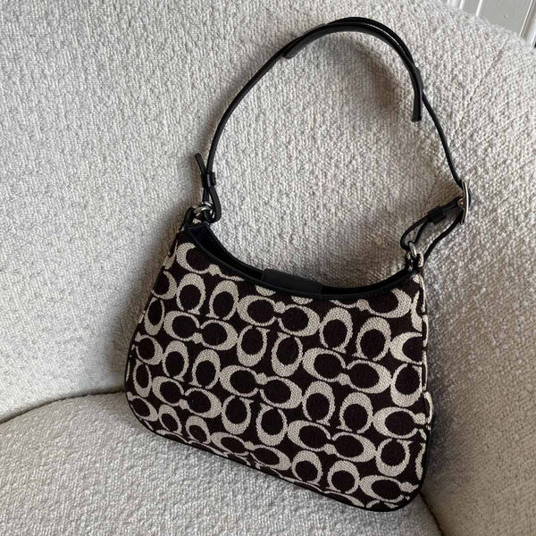 Coach Signature Wool Cream Shoulder Bag