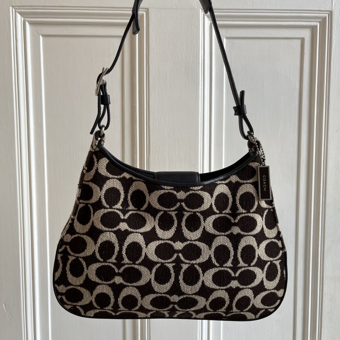 Coach Signature Wool Cream Shoulder Bag