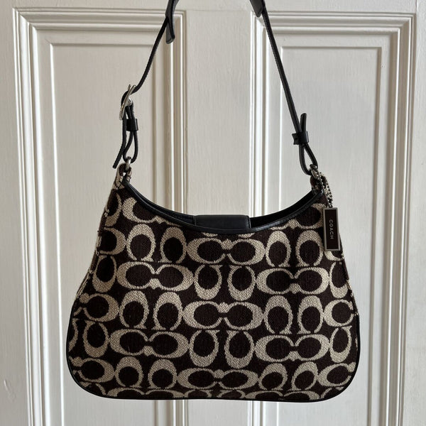 Coach Signature Wool Cream Shoulder Bag