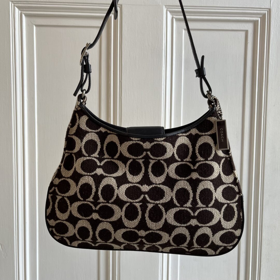 Coach Signature Wool Cream Shoulder Bag