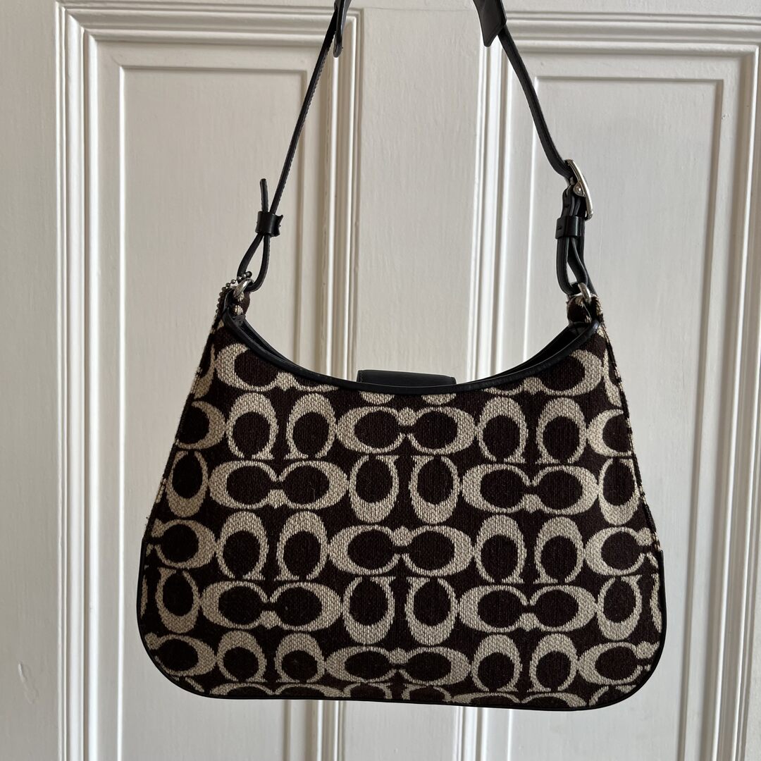 Coach Signature Wool Cream Shoulder Bag