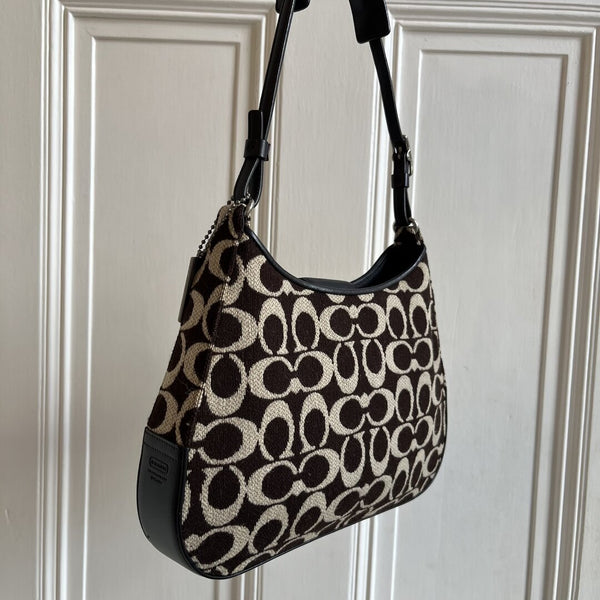 Coach Signature Wool Cream Shoulder Bag