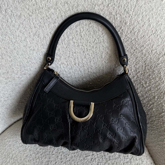 Gucci Guccissima Abbey Leather Black Shoulder Bag