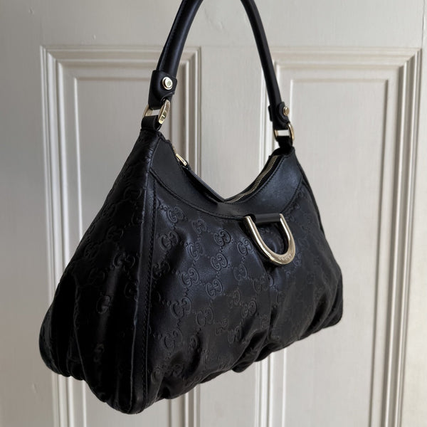 Gucci Guccissima Abbey Leather Black Shoulder Bag