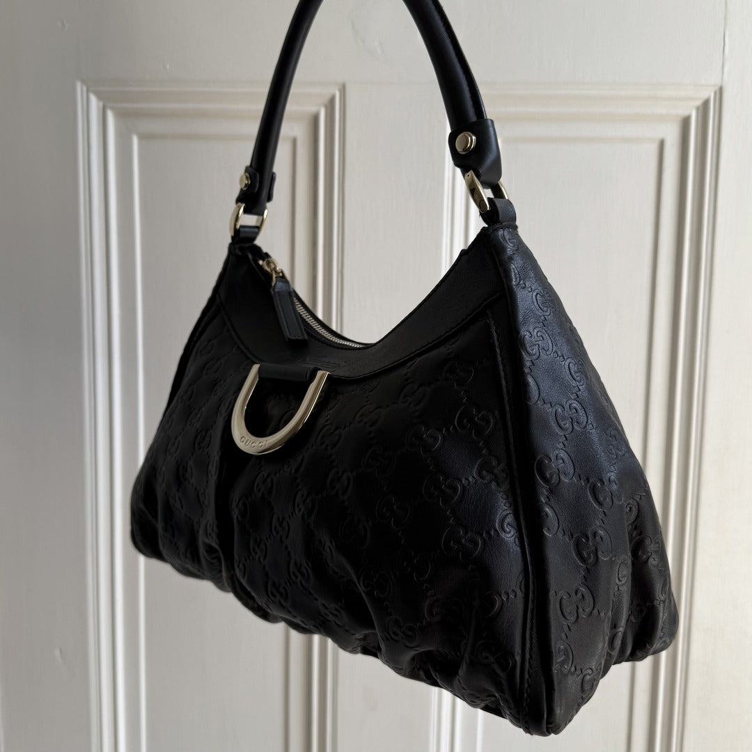Gucci Guccissima Abbey Leather Black Shoulder Bag