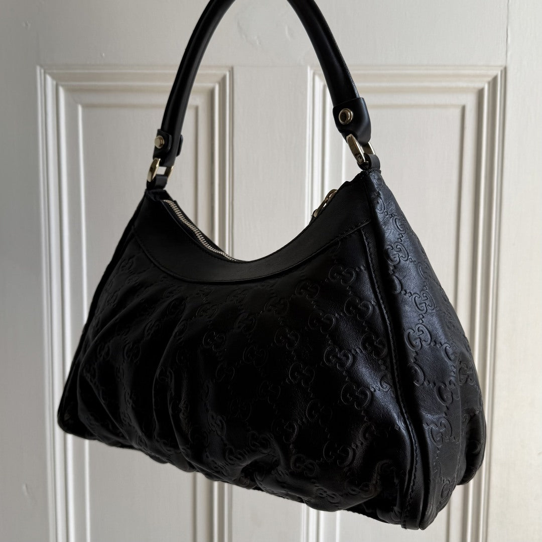 Gucci Guccissima Abbey Leather Black Shoulder Bag