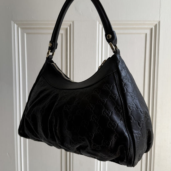 Gucci Guccissima Abbey Leather Black Shoulder Bag