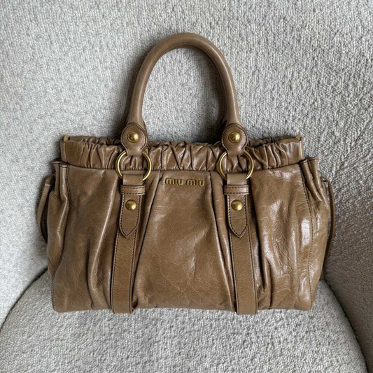 Miu Miu Vitello Beige Leather Handbag