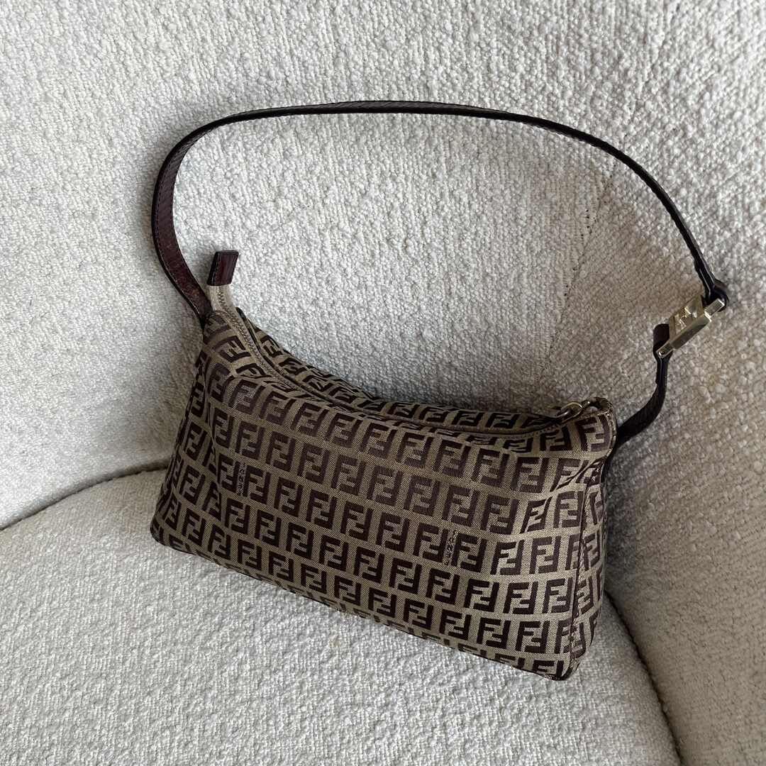 Fendi Zucchino Brown Shoulder Bag