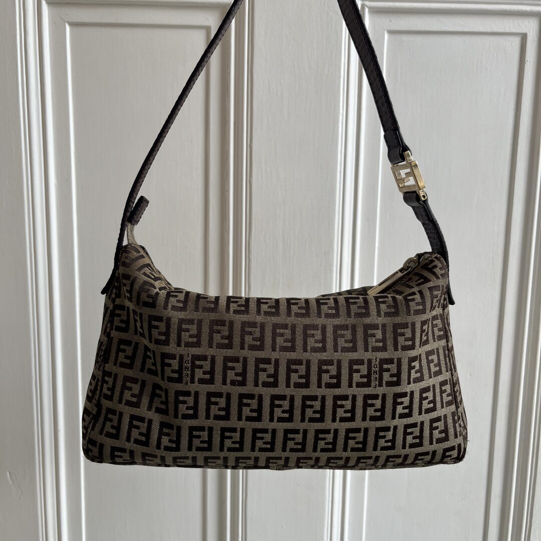 Fendi Zucchino Brown Shoulder Bag