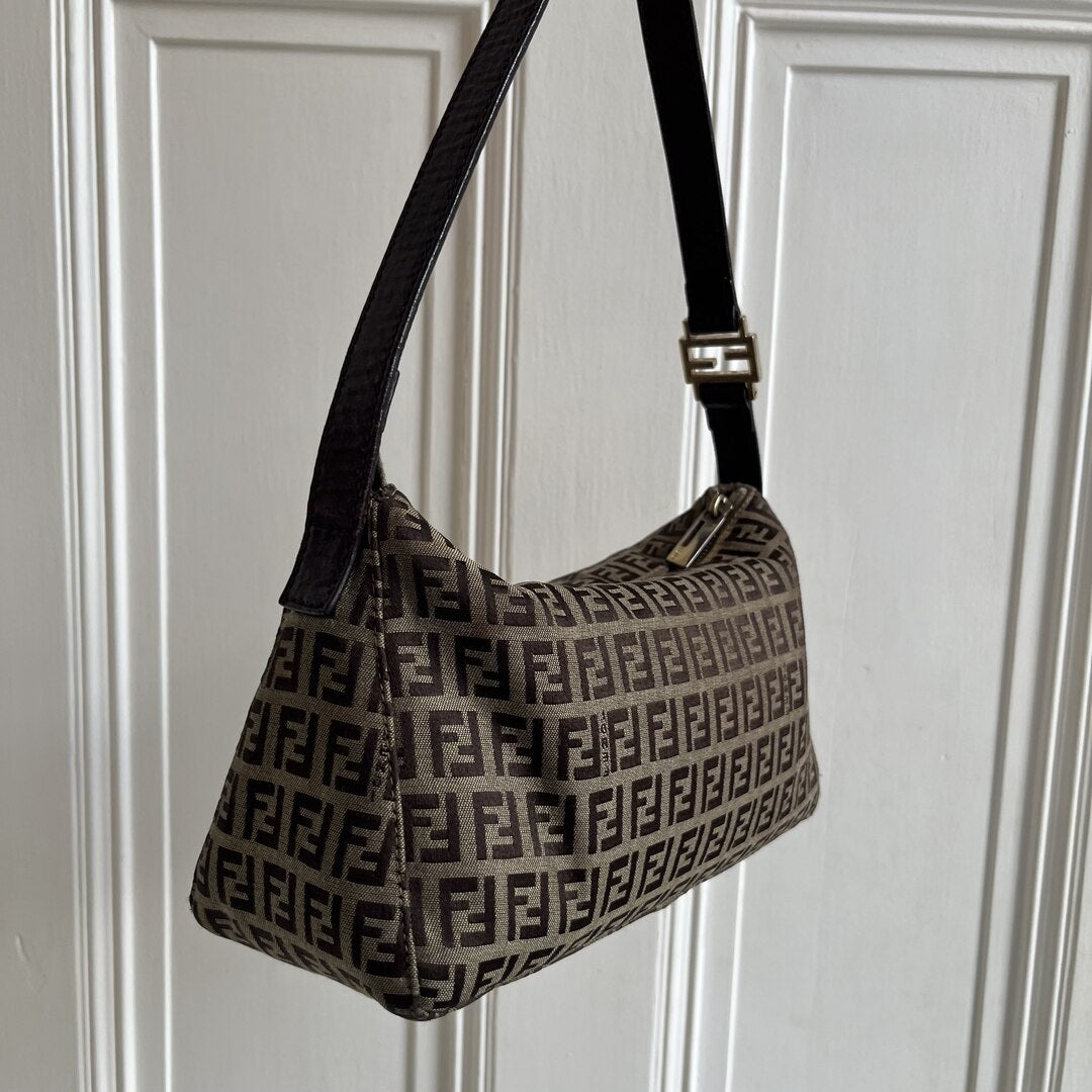 Fendi Zucchino Brown Shoulder Bag