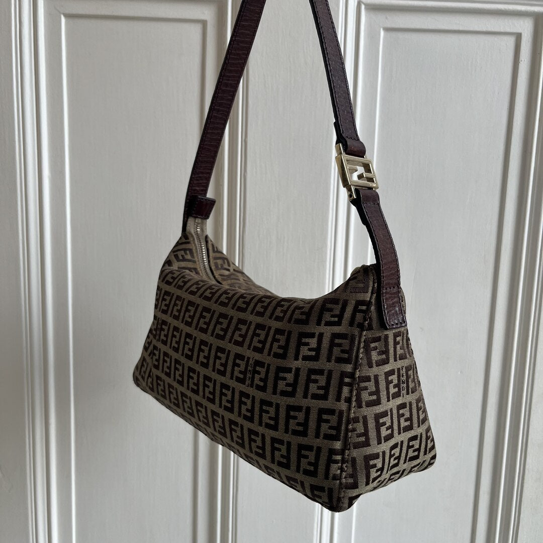 Fendi Zucchino Brown Shoulder Bag