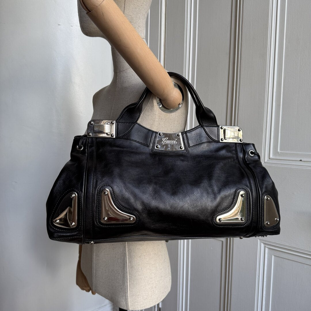 Gucci Race Indy Black Leather Handbag