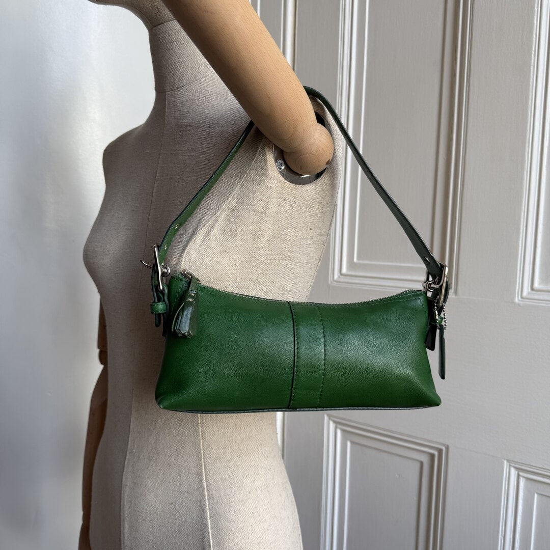 Coach Baguette Green Leather Shoulder Bag