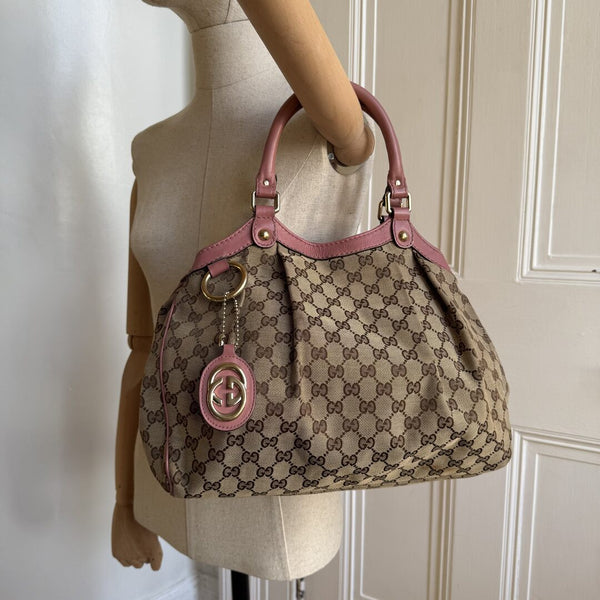 Gucci GG Canvas Sukey Pink Tote Bag