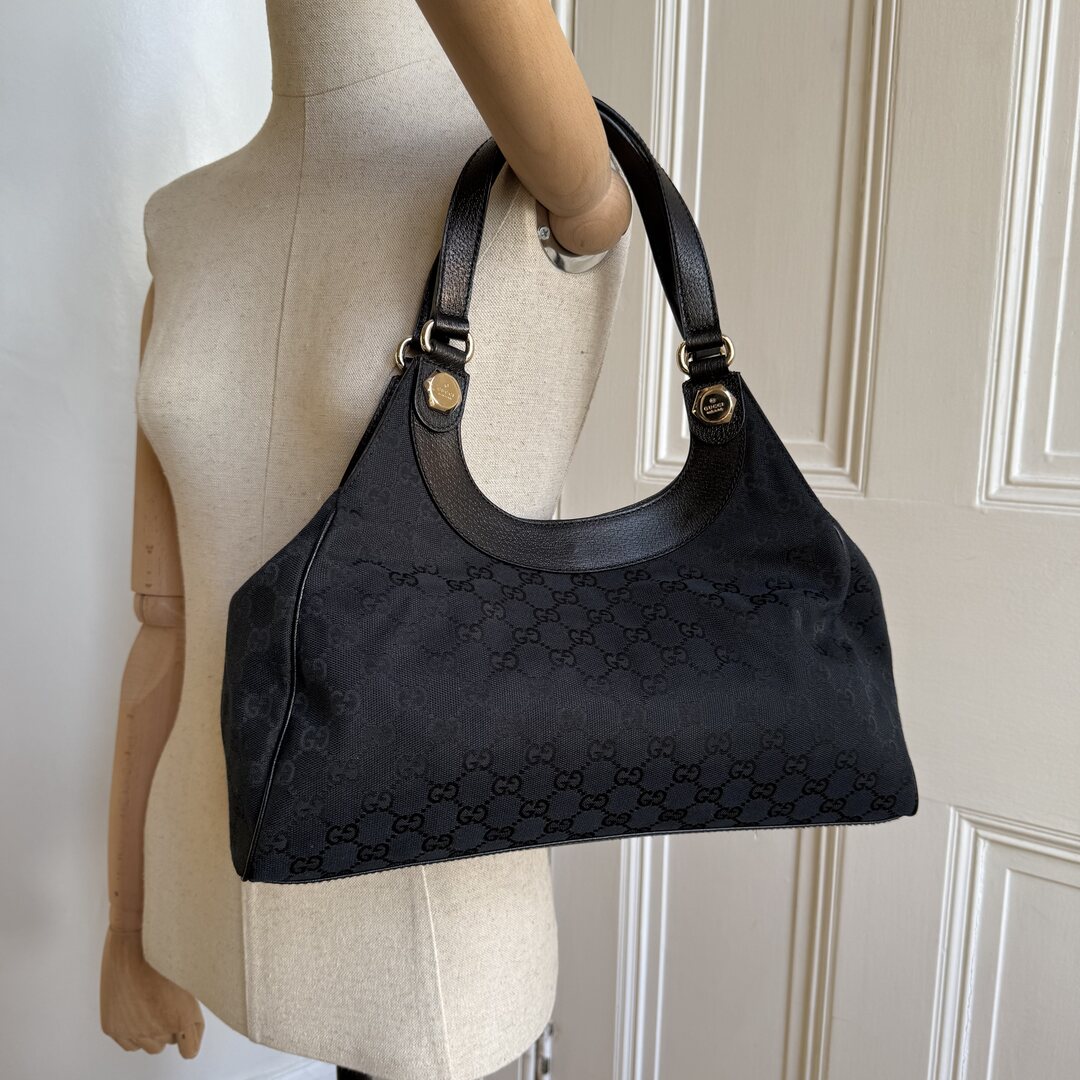 Gucci GG Monogram Canvas Black Tote Bag
