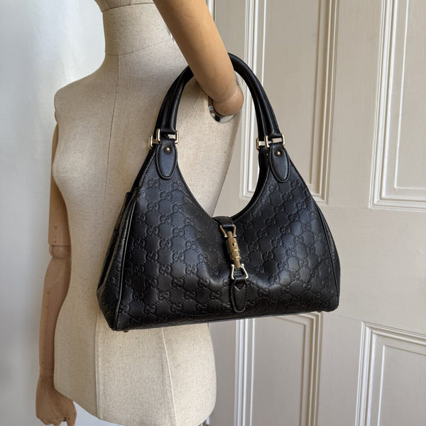 Gucci Guccissima Jackie Leather Black Shoulder Bag