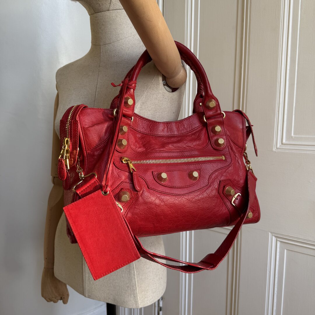 Balenciaga The Giant City Leather Red Bag