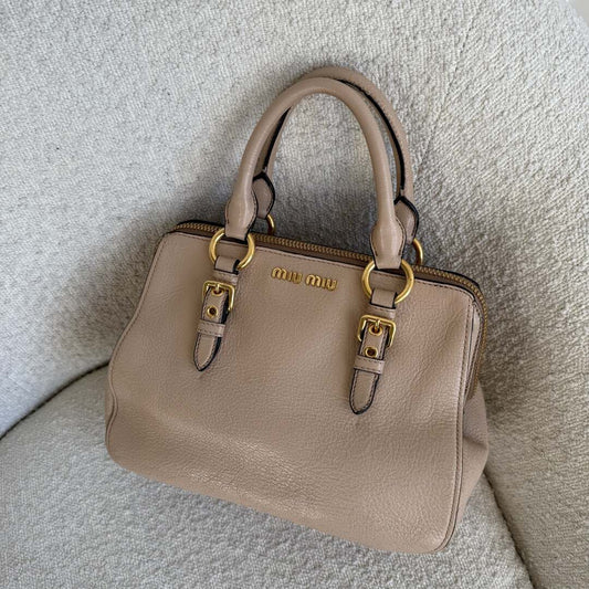 Miu Miu Madras Leather Beige Handbag