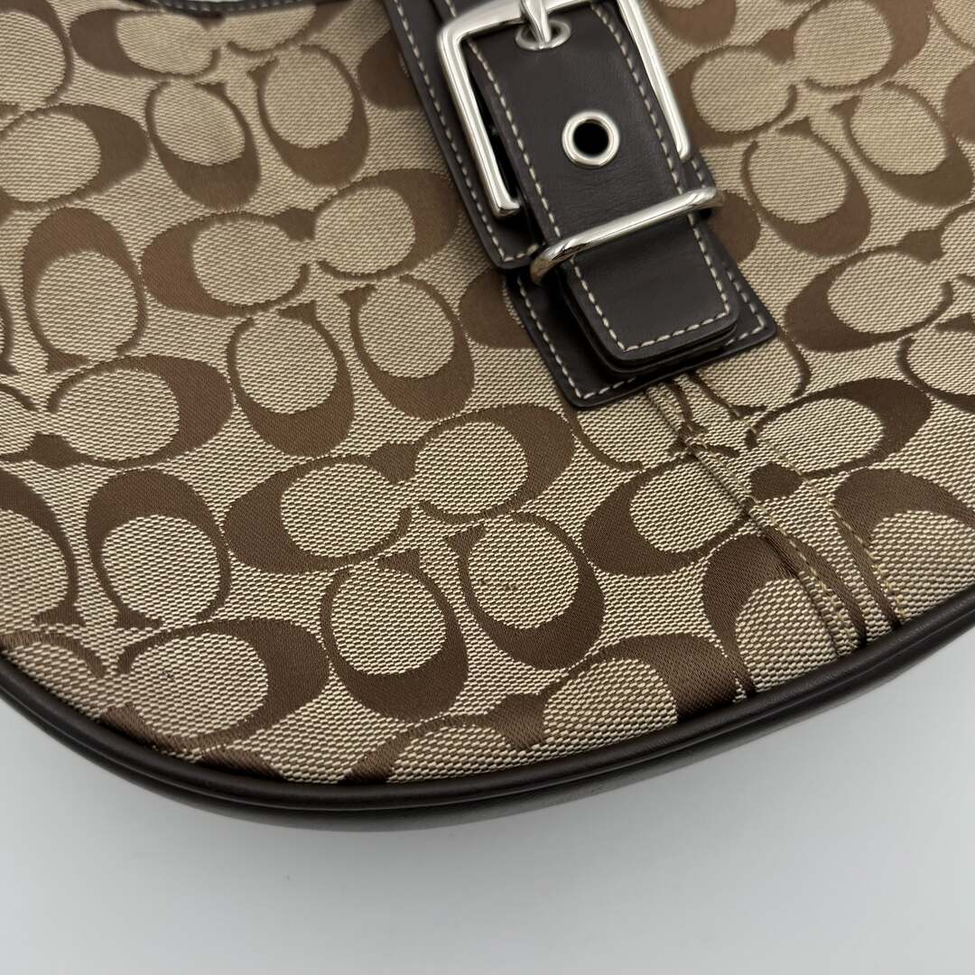 Coach Signature Hobo Buckle Brown Shoulder Bag