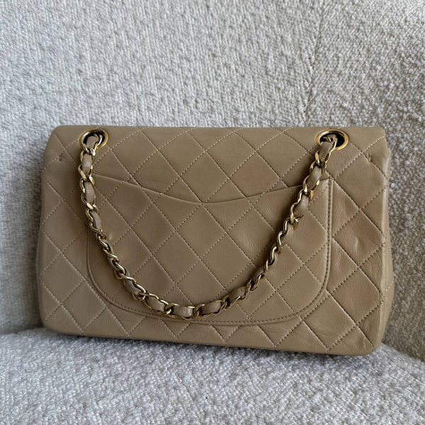90s Chanel Matelasse Double Flap Chain 24K Gold Beige Shoulder Bag
