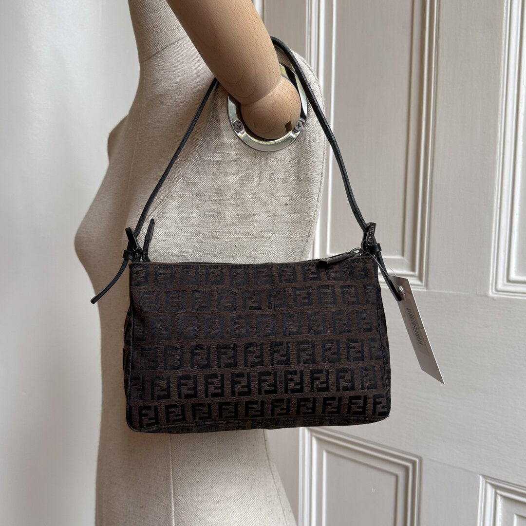 Fendi Zucchino Brown Shoulder Bag