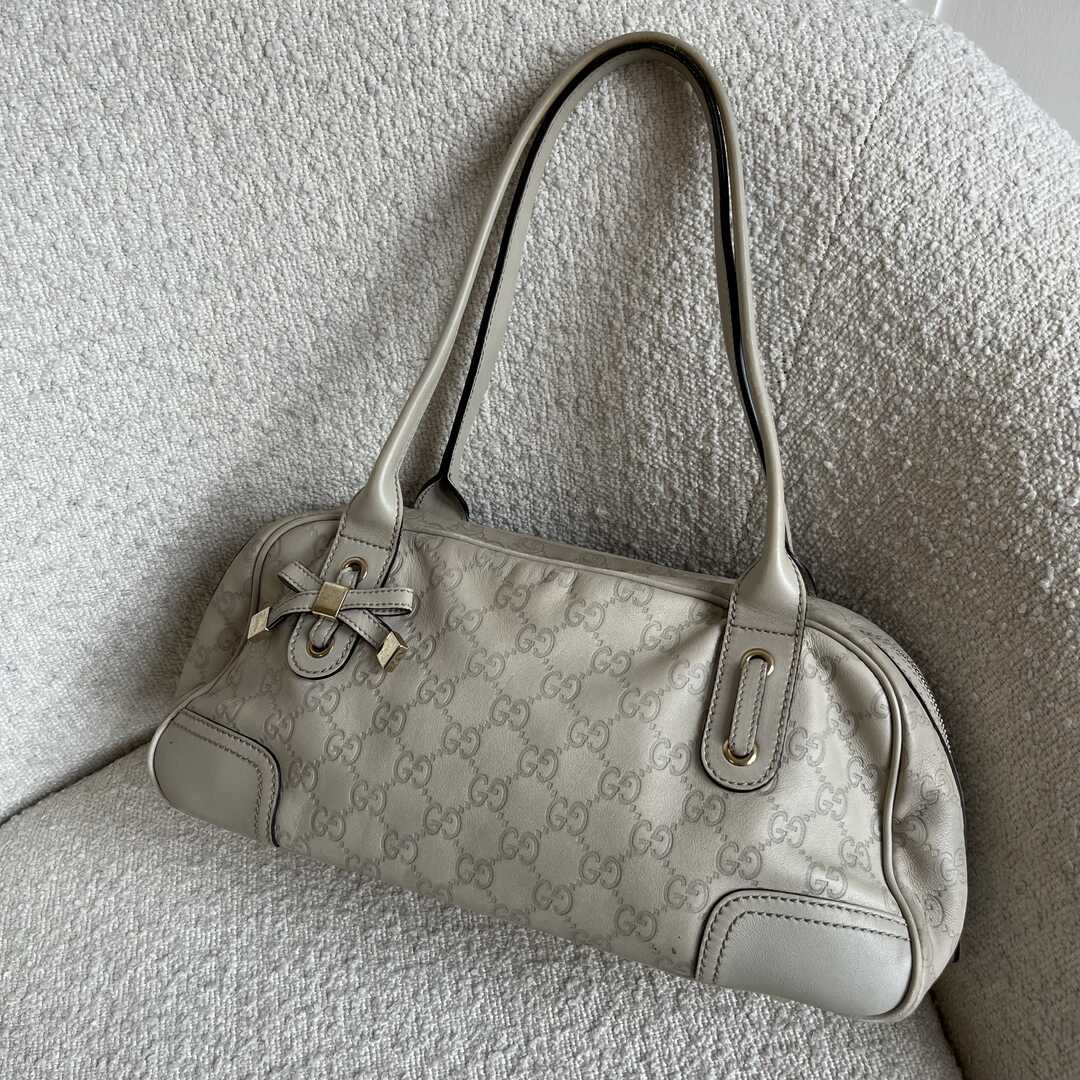 Gucci Guccissima Princy Leather Cream Shoulder Bag