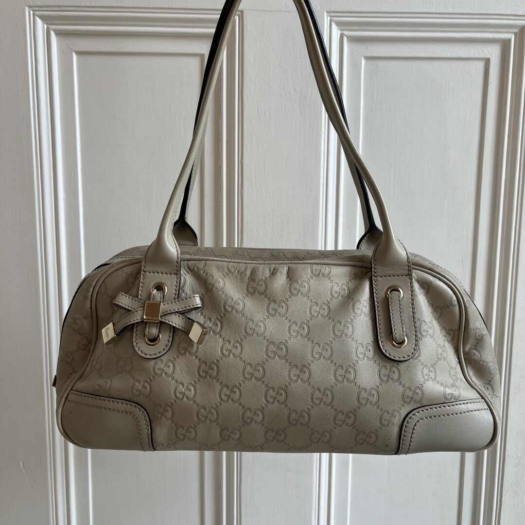 Gucci Guccissima Princy Leather Cream Shoulder Bag