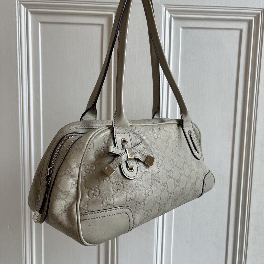 Gucci Guccissima Princy Leather Cream Shoulder Bag