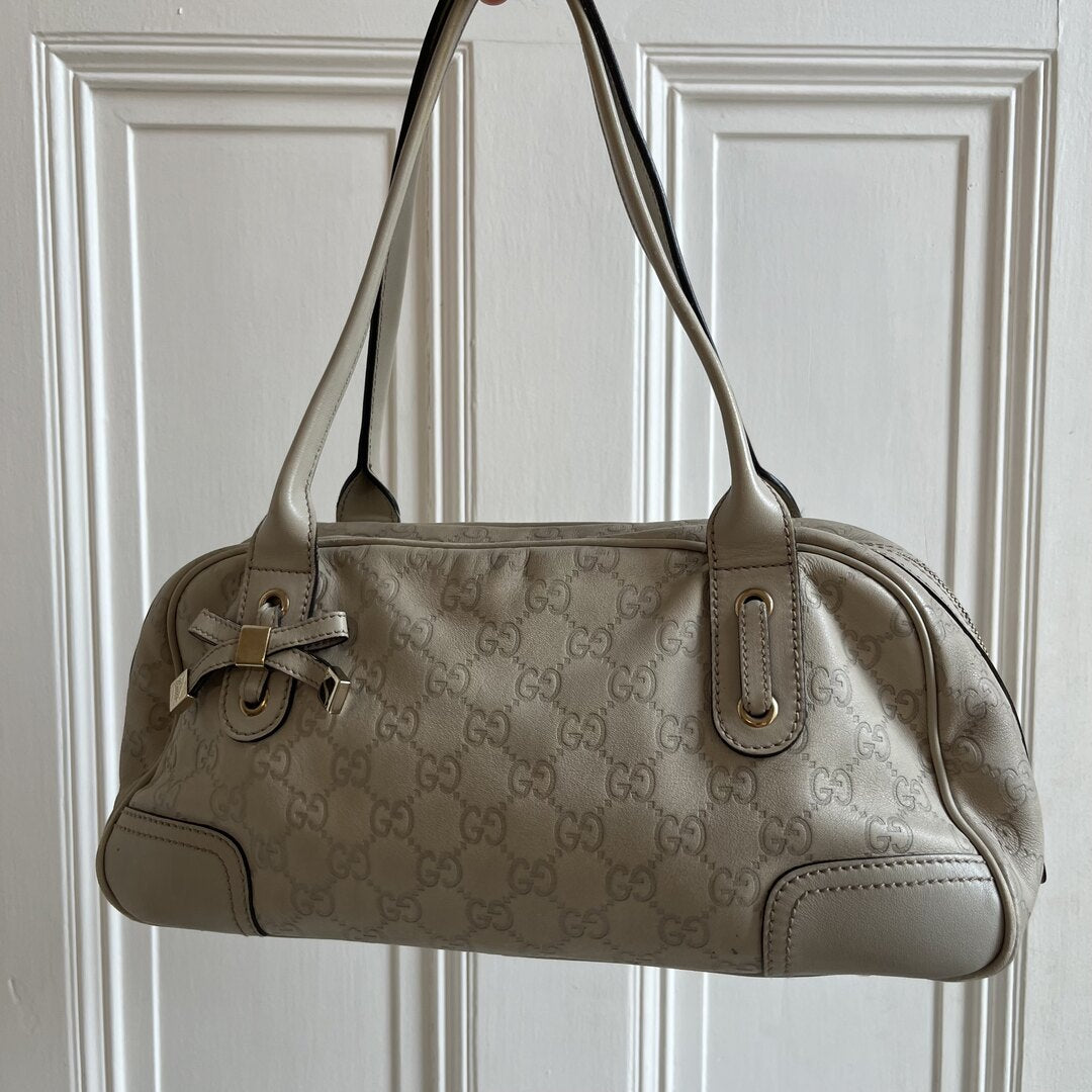 Gucci Guccissima Princy Leather Cream Shoulder Bag