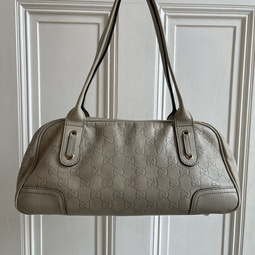 Gucci Guccissima Princy Leather Cream Shoulder Bag