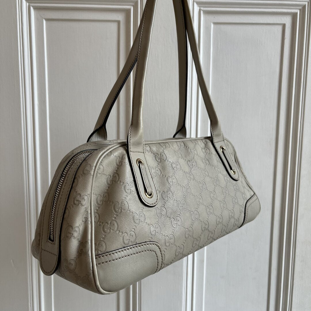 Gucci Guccissima Princy Leather Cream Shoulder Bag